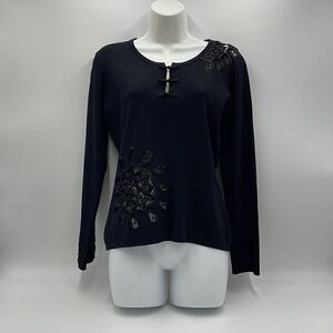 Black Michelle Nicole long sleeve top with beaded details